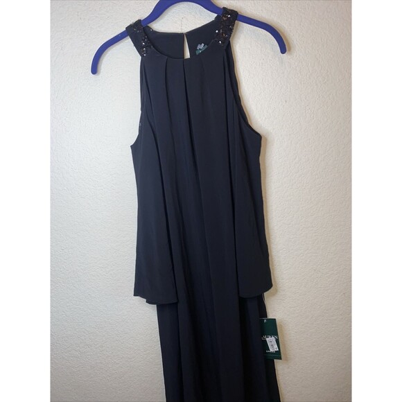 new Ralph Lauren Black Evening Sequin A line Dress Open Shoulder 4 elegant - Picture 1 of 11